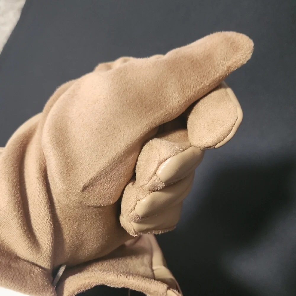 Camel Vegan Leather & Suede Gloves